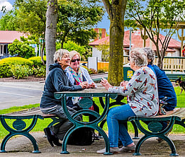 picnic tables being enjoyed by locals in Yarragon