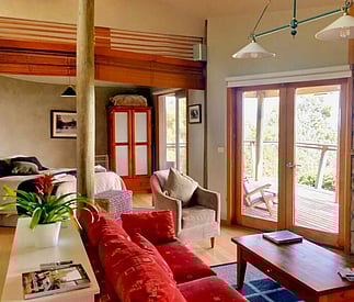 lounge looking through the bedroom area