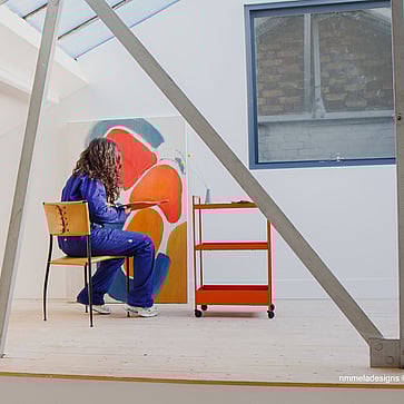 Featured in this photo is the 'Skyline' studio; bright, spacious, high ceiling with skylights. Sizes range from 300 - 520 sqft. 