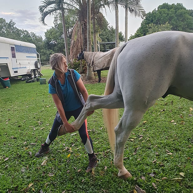 Katrinka conducting a home visit for equine therapy