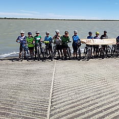 Cyclists at the end of the ride - Gulf of Carpentaria