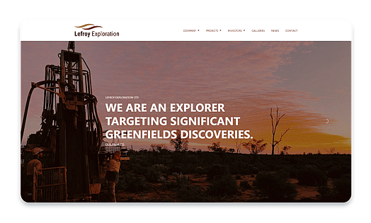 Lefroy Exploration website home page