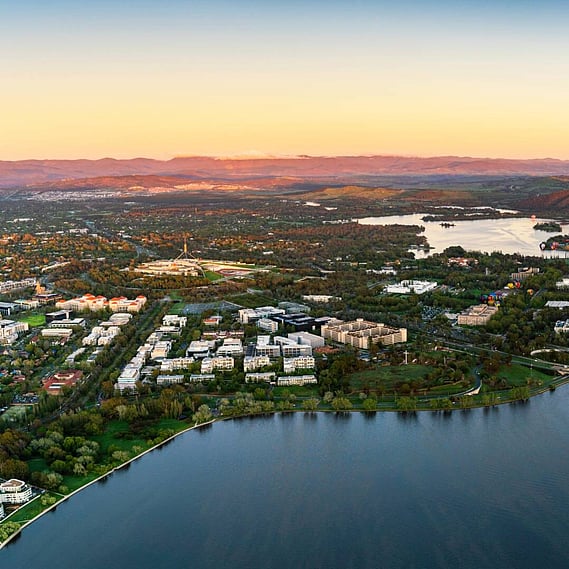 Aerial shot of Canberra