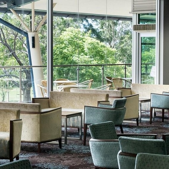 Lounge venue with a view overlooking trees