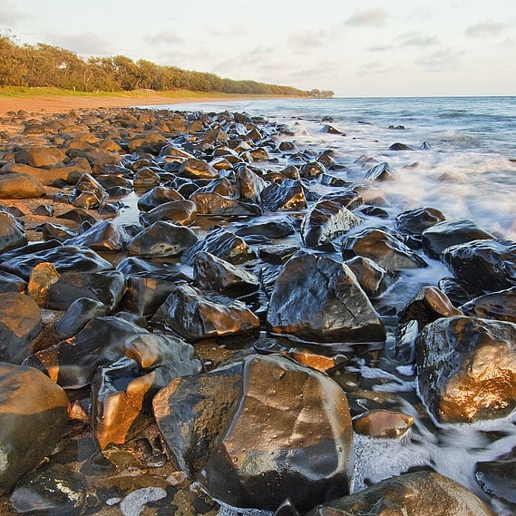 Close-up shot of rocks at the bay