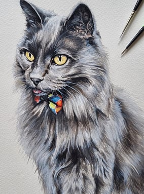 Carter Pet Painting Commission Art New Zealand. Caricature pet art. Hyper realistic pet art. Dog and cat commission artwork. Kayla pet paintings. Kaela pet paintings