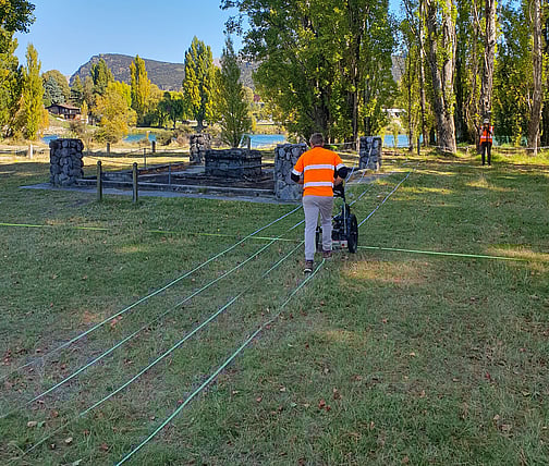 Geophysical scanning ground at cemetery