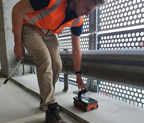 Scientist using Concrete Scanning equipment
