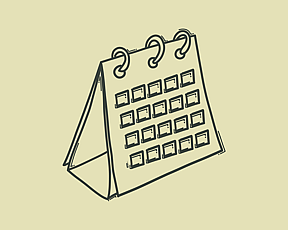 Hand drawn graphic of a flip calendar