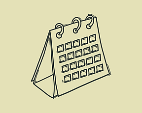 Hand drawn graphic of a flip calendar