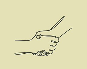 Hand drawn graphic of 2 holding hands 