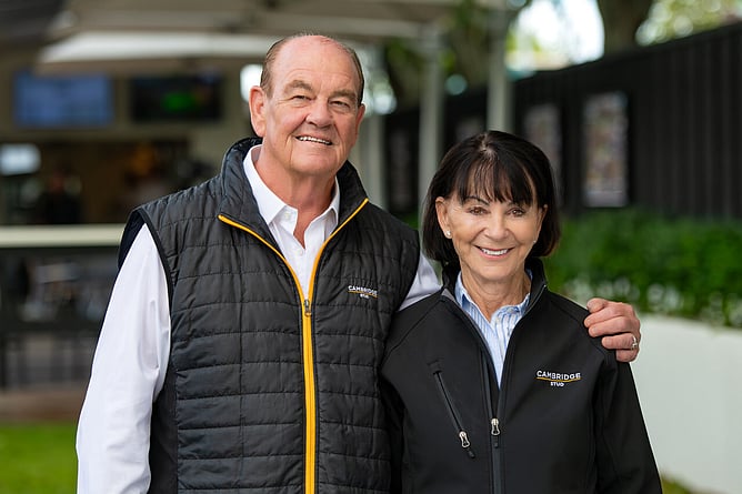 Sir Brendan and Lady Jo Lindsay of Cambridge Stud pictured at Karaka  - Photo: Roger Laxon