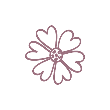 Pink flower with 6 love heart petals