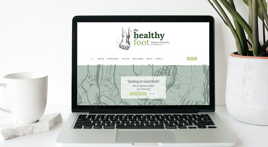 Your Web Presence Work: The Healthy Foot Website on a Laptop