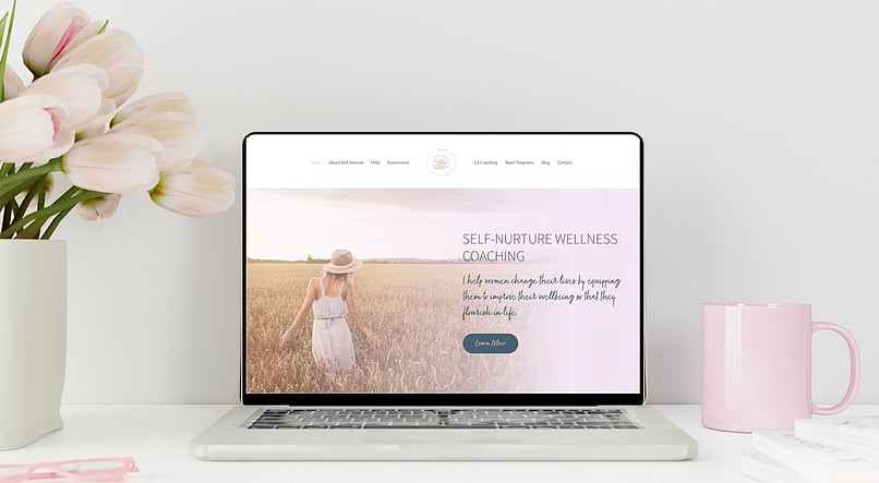 Your Web Presence Work: Self Nurture Wellness Coaching Website on Laptop