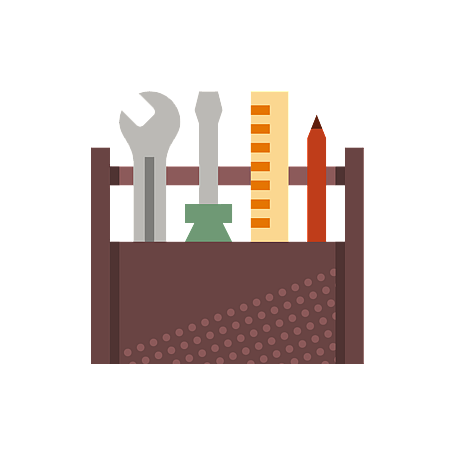Graphic of a tool box to represent construction and trade