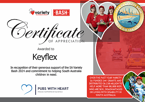 Variety BASH Certificate of Appreciation