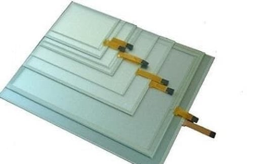 Stack of different sized touch panels on top of each other