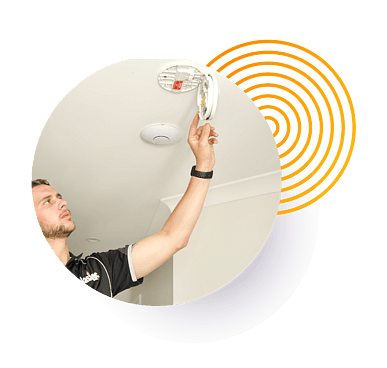 Smoke alarm on ceiling