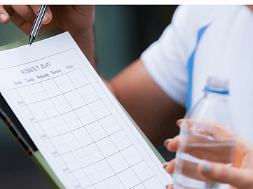 Health professional creating a personalised care plan for a client