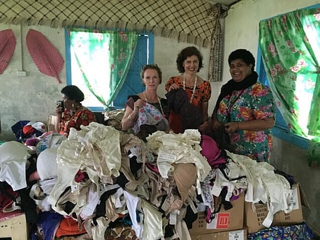Elina, Anna, Pauline & Milika sorting bras in Fiji