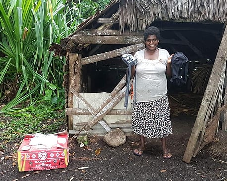 Happy recipient in Vanuatu