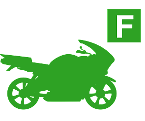 Green road bike motorcycle silhouette with full plate