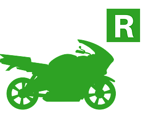 Green road bike motorcycle silhouette with restricted plate
