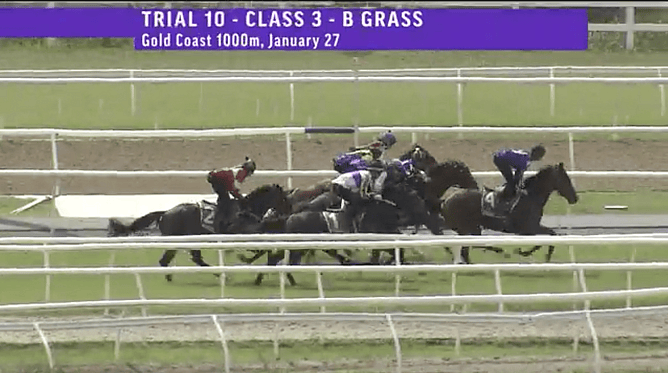 Gaylord taking the lead from the outset in trial #10.