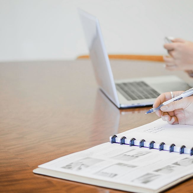 Two people in a meeting