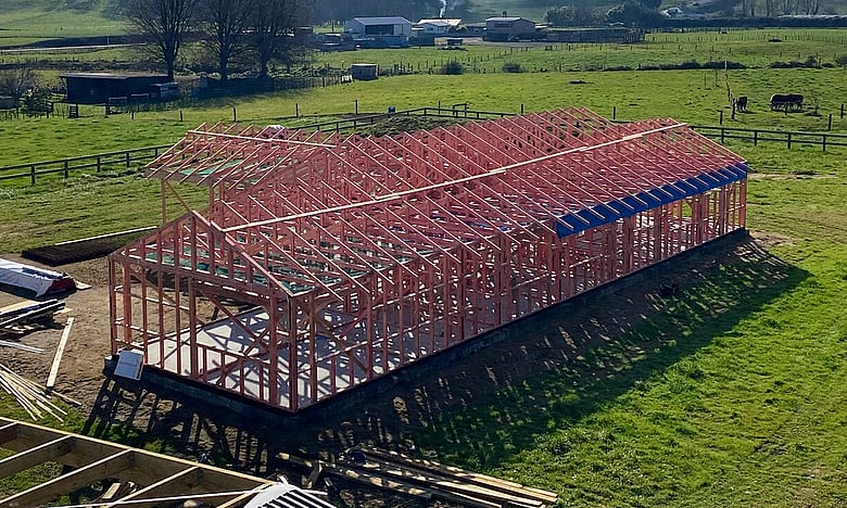 Image of new build home framing. Building by Otorohanga builders, Coull Builders.