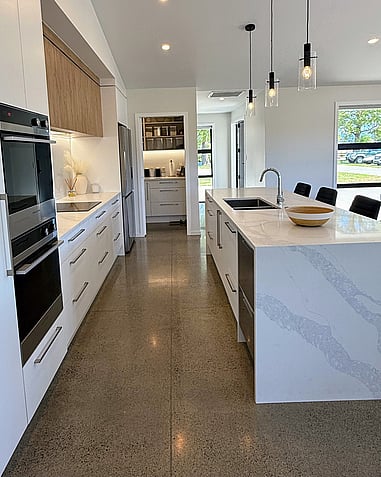 Image of newImage of light modern kitchen with timber accents. Building by Otorohanga builders, Coull Builders.