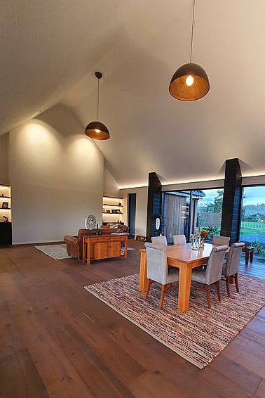 large copper lighting installation 