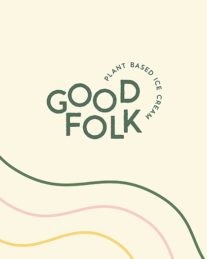 Pastel colourful illustrated design - Plant based ice cream logo