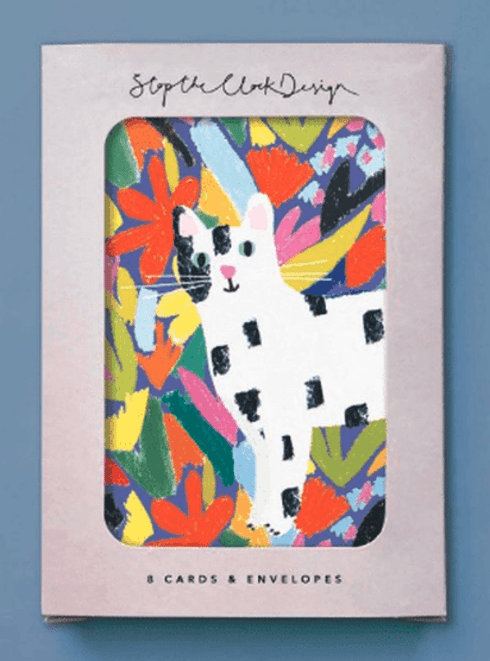 Stop The Clock: Cat In Flowers Pack Of 8 Notecards