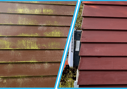 Photo of a Hamilton home before and then after waterblasting and housewashing by Aqua Force