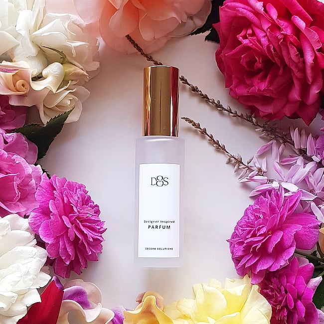 Luxury perfume bottle with flowers