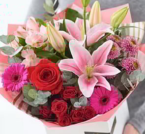 Valentines Sweet Rose and Lily Hand-Tied - &pound;45 to &pound;85