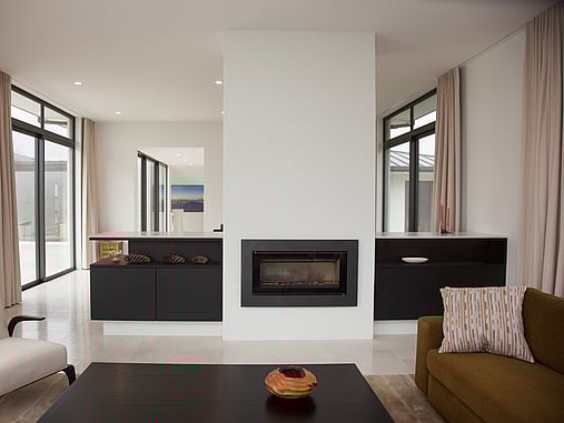 Dining and fireplace of Meadowgreen House