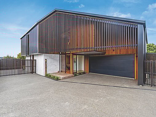 Driveway, garage and entrance way of Totara House