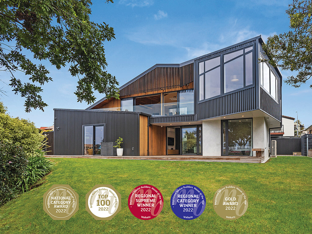 Totara house built by Karl Kampehout with National Category Award, Top 100 Award, Regional Supreme Winner, Regional Category Winner and Gold Award in 2022