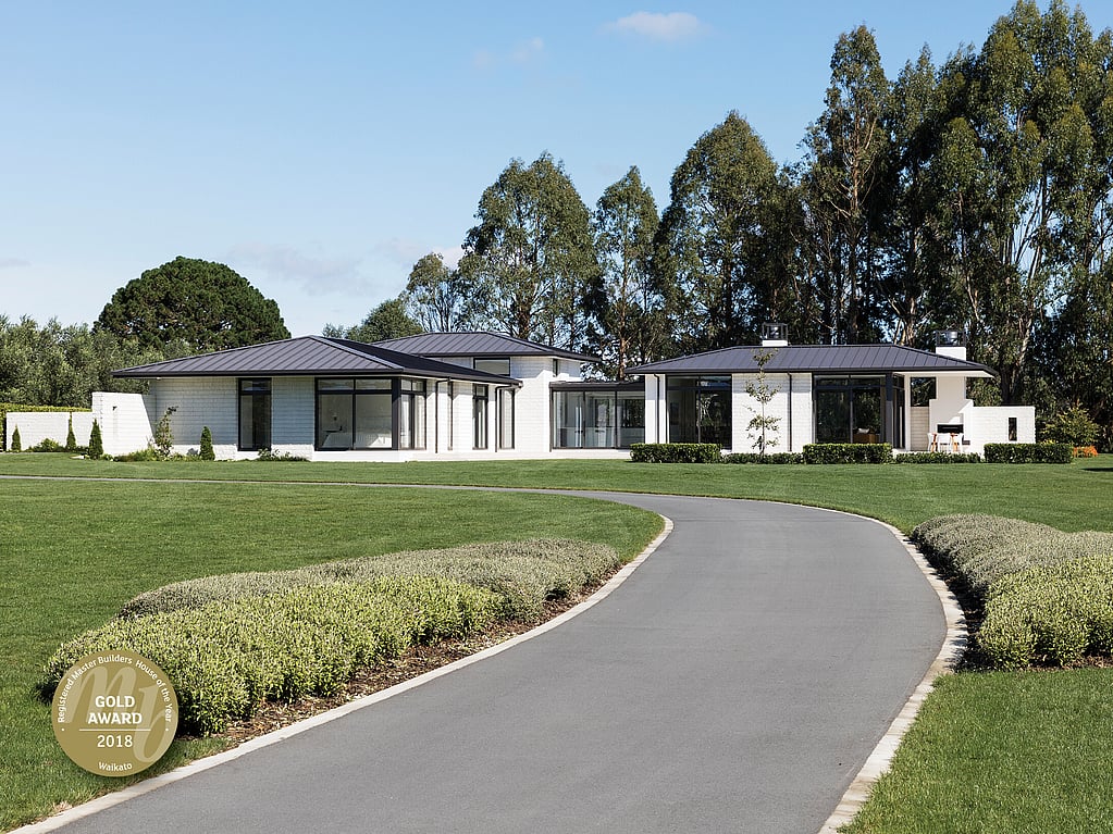 Exterior of Meadowgreen house and Gold Award 2018