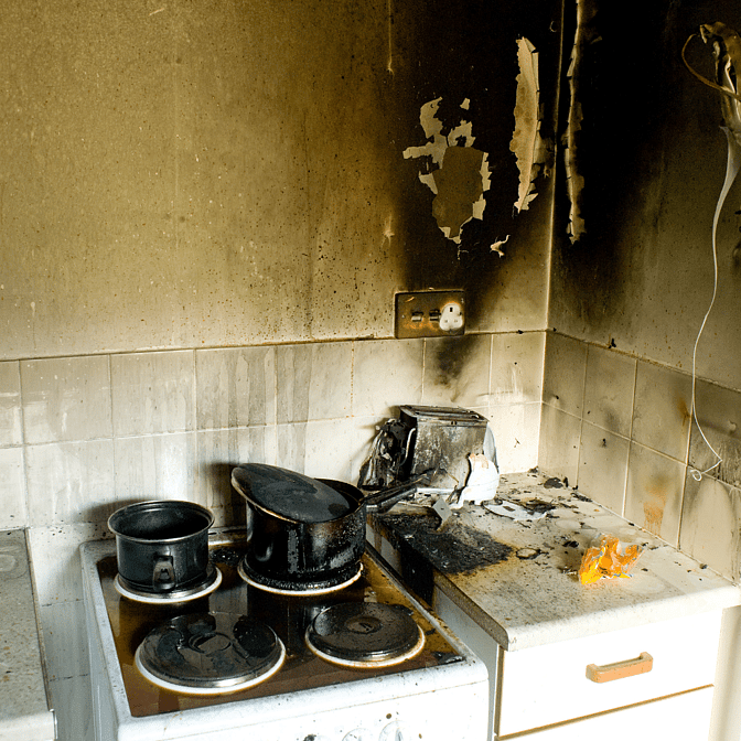 Fire and smoke damage in a Rotorua homes' kitchen