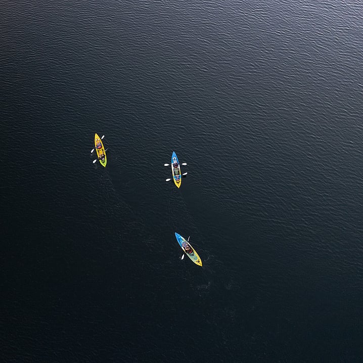 Drone View of Glowing Worms Kayaking