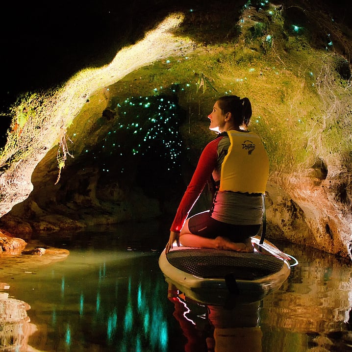 Rotorua NZ glow worms cave SUP