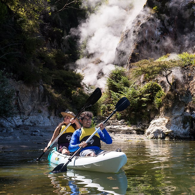 Exploring geothermal wonders by kayak