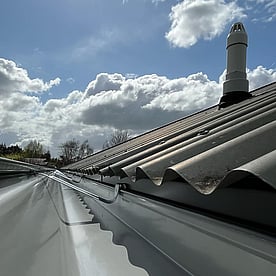 Inside view of new continuous spouting on Hamilton home