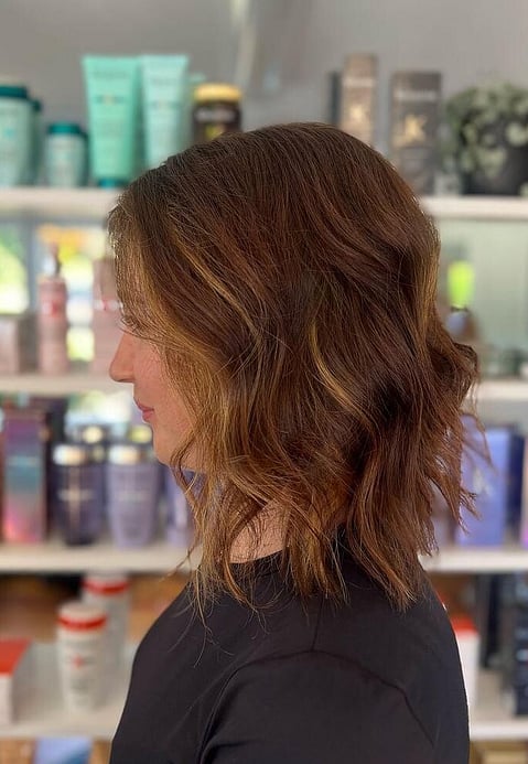 Long black hair straight blunt cut