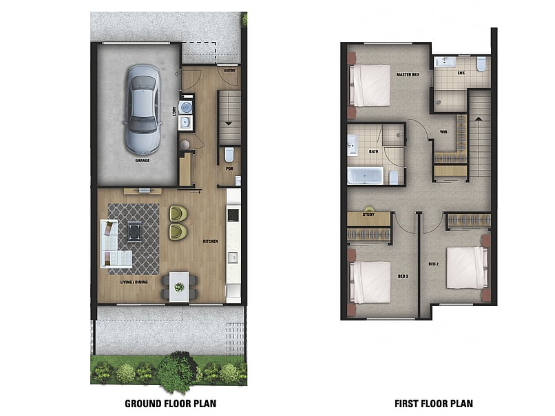 Floor plan of Highgate Ridge townhouse in Maori Hill by MJW Homes. Dunedin, Otago NZ
