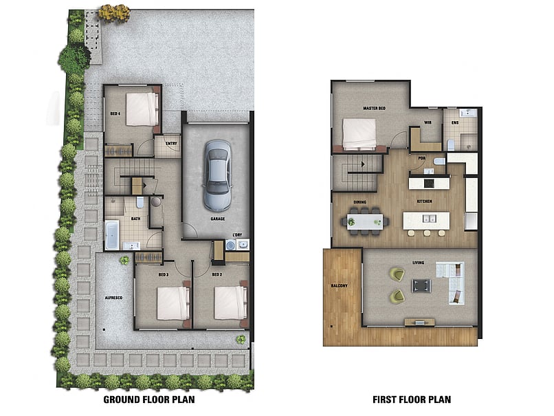 Floor plan of Highgate Ridge townhouse in Maori Hill by MJW Homes. Dunedin, Otago NZ